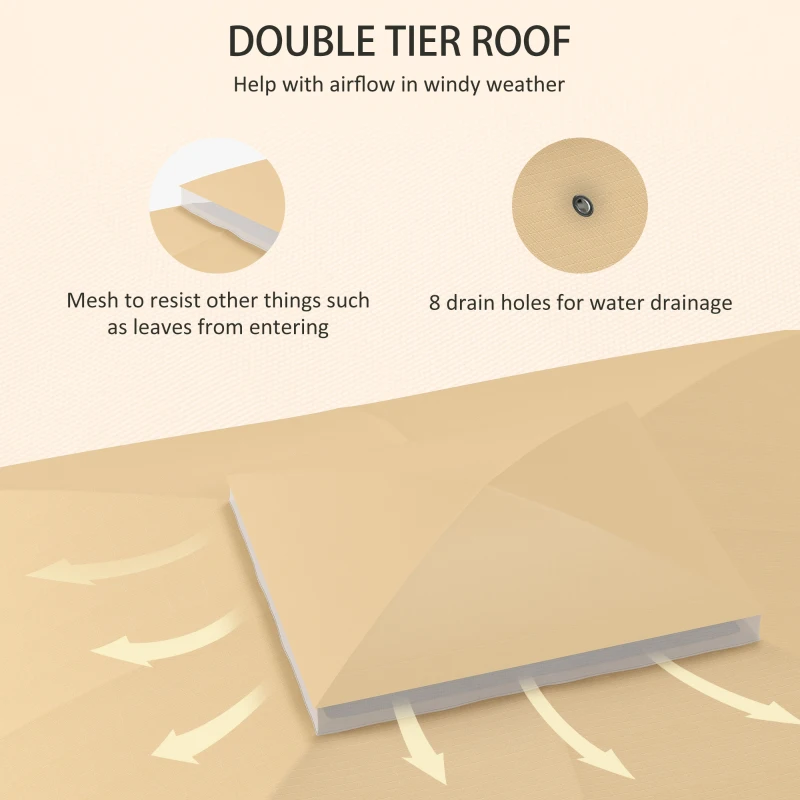 Outsunny 10' x 12' 2-Tier Gazebo Cover, Patio Gazebo Canopy Replacement with Drainage Holes for 84C-210 Series, Beige