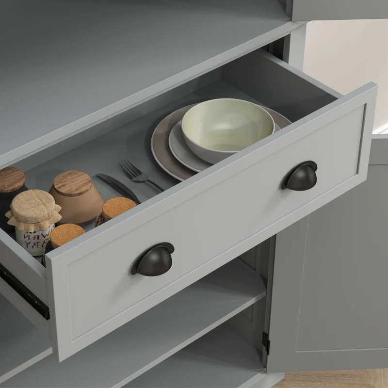 HOMCOM 72.5" Kitchen Cabinet, Pantry Storage Cabinet with Doors and Shelves, Freestanding Food Pantry Cabinet, Gray