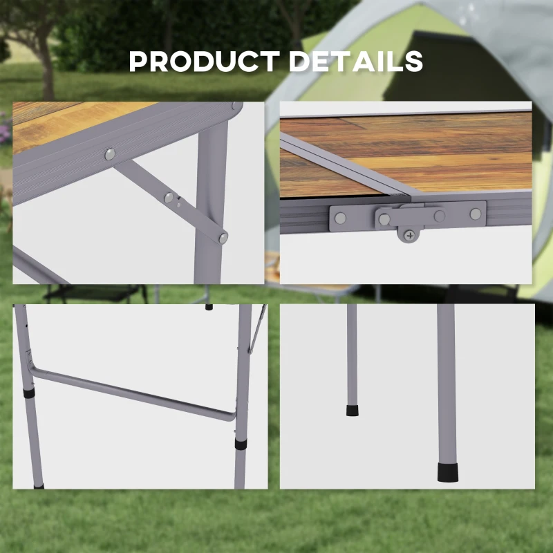 Outsunny 35.5" Outdoor Folding Portable Camping Picnic Table with Adjustable Height, Aluminum Frame for BBQ, Party, Coffee