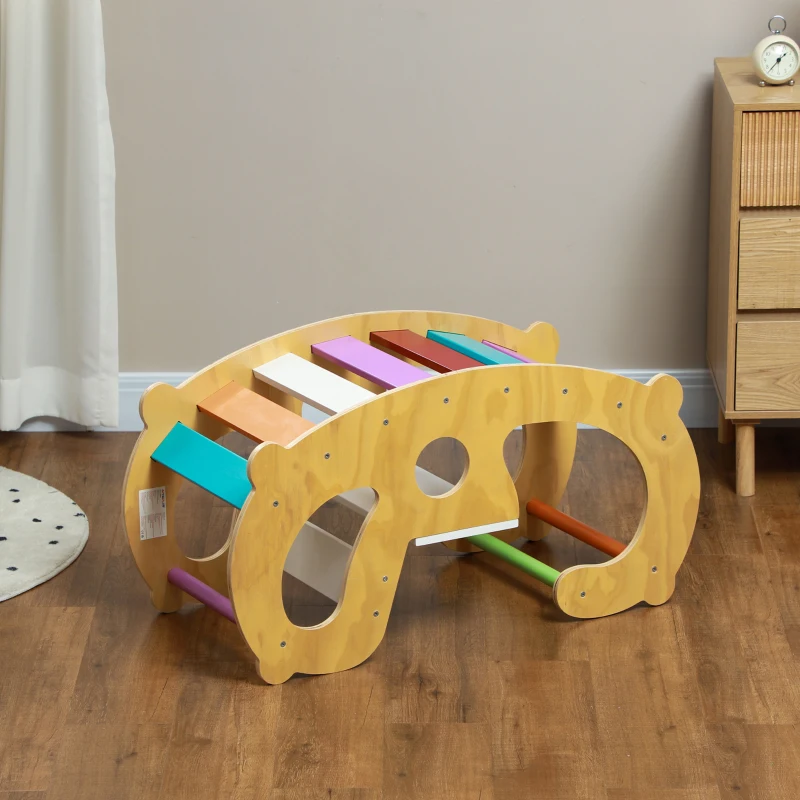 Qaba 2 in 1 Wooden Arch Ladder Baby Rocker for Toddlers 18-48 Months