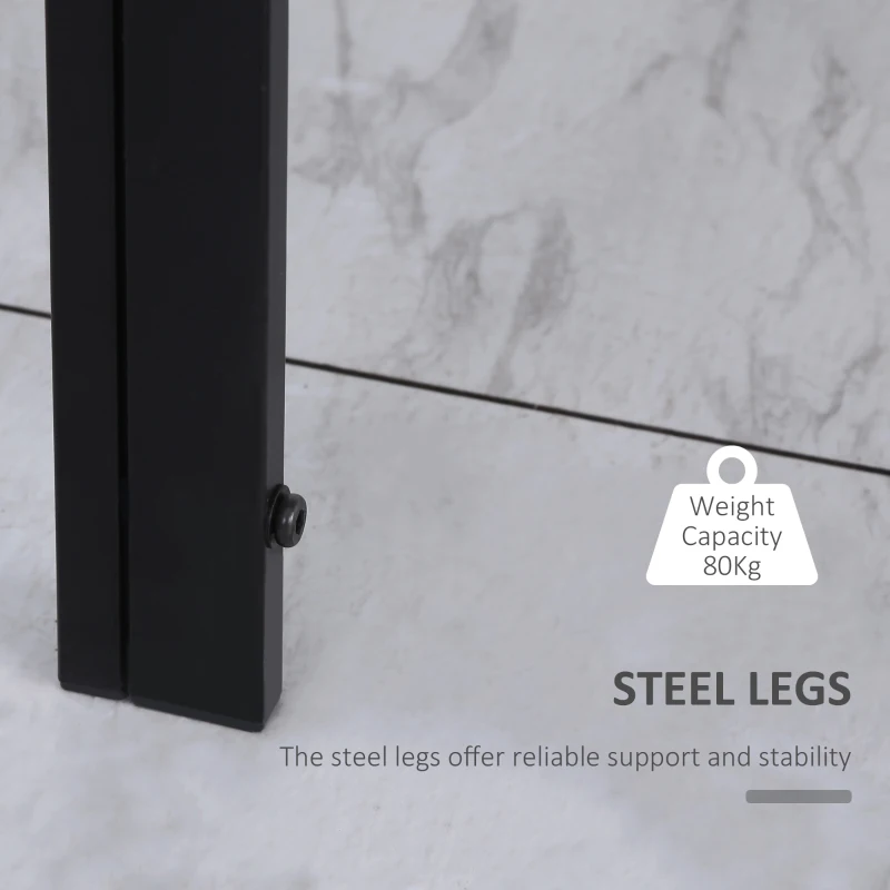 HOMCOM Rectangular Kitchen Table for 4 People, Dining Table with Tabletop Tempered Glass for Dining Room, Living Room, Black