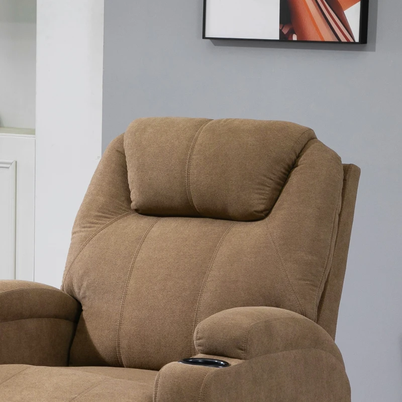 HOMCOM Electric Power Reclining Massage Sofa w/ 8-Point Vibration Waist Heating Side Storage USB Port, Brown