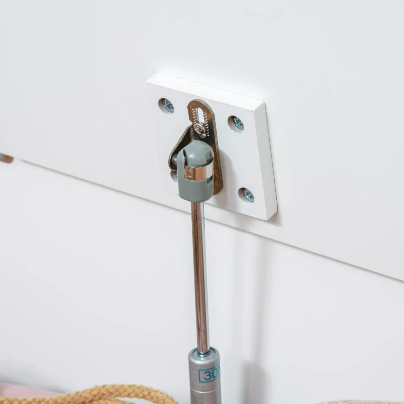 Qaba Kids Wooden Toy Storage Box Organizer Chest 2 in 1 Design with Gas Stay Bar 23.5" x 11.75" x 19.75" Light Blue