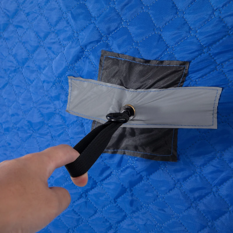 Outsunny 2 Person Insulated Ice Fishing Shelter Pop-Up Portable Ice Fishing Tent with Carry Bag and Anchors for Lowest Temps -22℉, Dark Blue