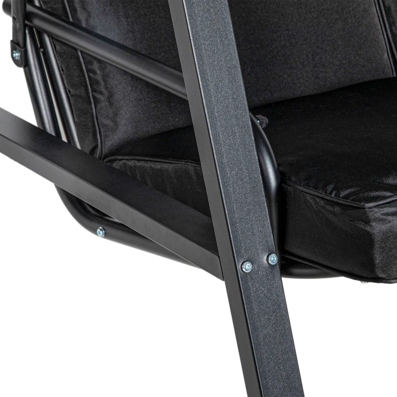 Outsunny 2-Seater Outdoor Porch Swing with Adjustable Canopy, Patio Swing Chair for Garden, Poolside, Backyard, Black