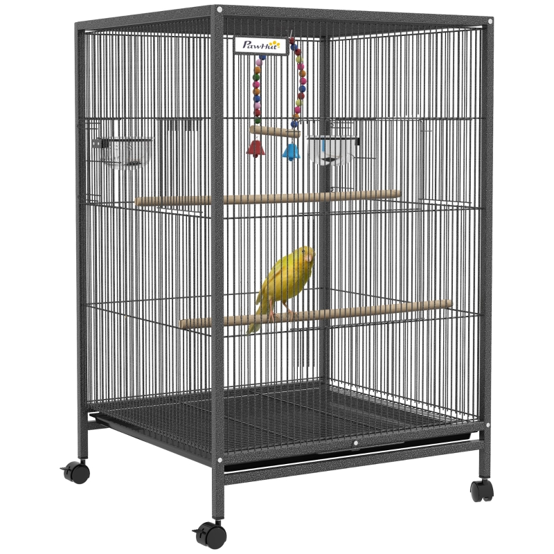 Pawhut Metal Bird Cage with Stand for Parrots, Lovebirds, Finches 