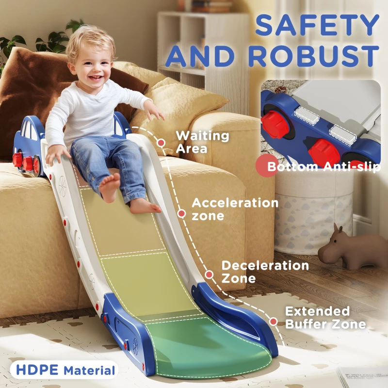 Qaba Extra Length Toddler Slide for Bed, Sofa, Easy to Assemble, Blue