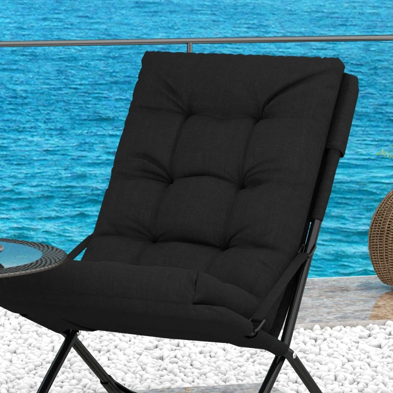 Outsunny Outdoor Folding Lawn Chair, Foldable Chair with Cushion, Armrest and Steel Frame for Poolside, Deck, Backyard