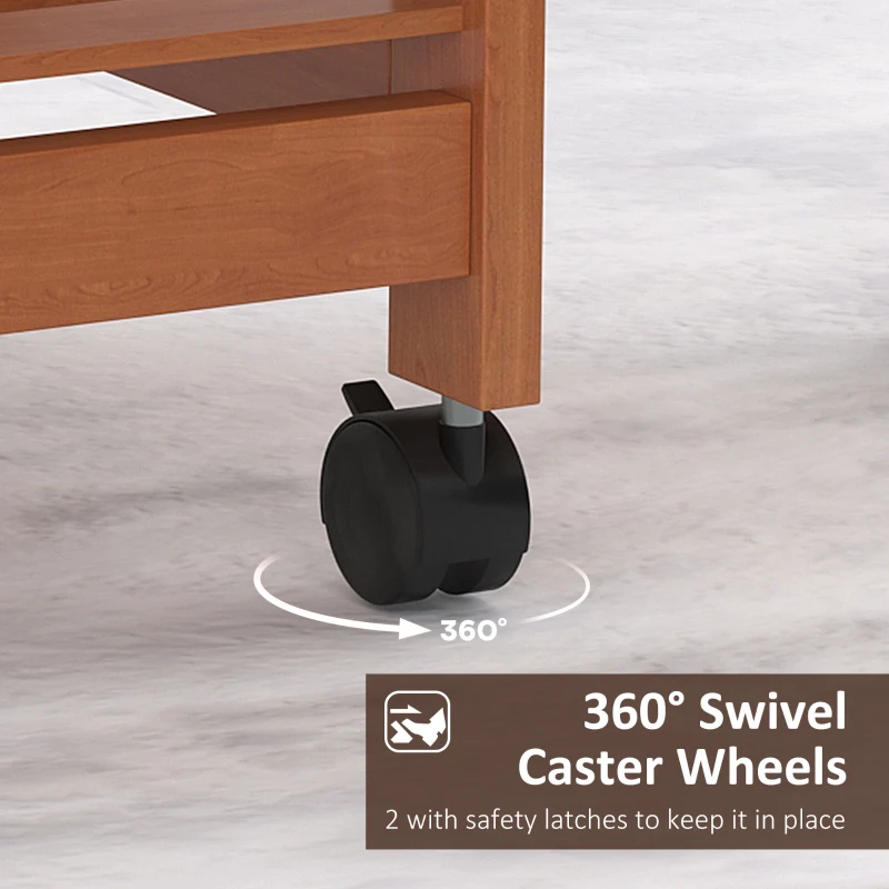 HOMCOM 37" Modern Wooden Kitchen Island with Drop Leaf, Rolling Cart With Basket Storage