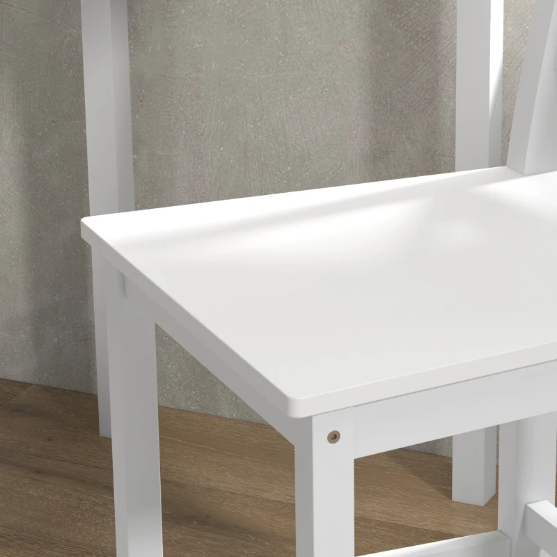 HOMCOM Counter Height Stools Set of 2, Farmhouse Bar Stools with Backs, Solid Wood Counter Stools for Kitchen Island White