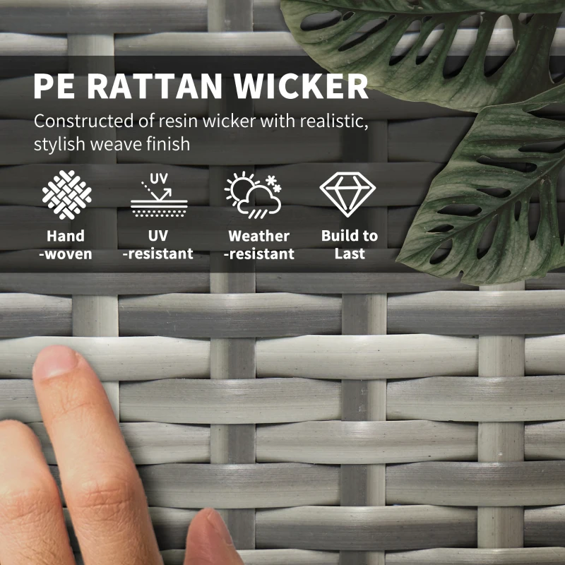 Outsunny 5 Piece Rattan Patio Dining Set with Umbrella Hole, Cushions, Outdoor Patio Table and Chairs for Garden Backyard, Teak