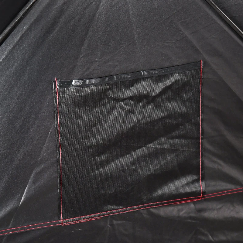 Outsunny 2-4 People Ice Fishing Shelter, Pop-Up Portable Ice Fishing Tent with Carry Bag, Two Doors, Windows and Vents, Ice Shanty for Winter Fishing, Red