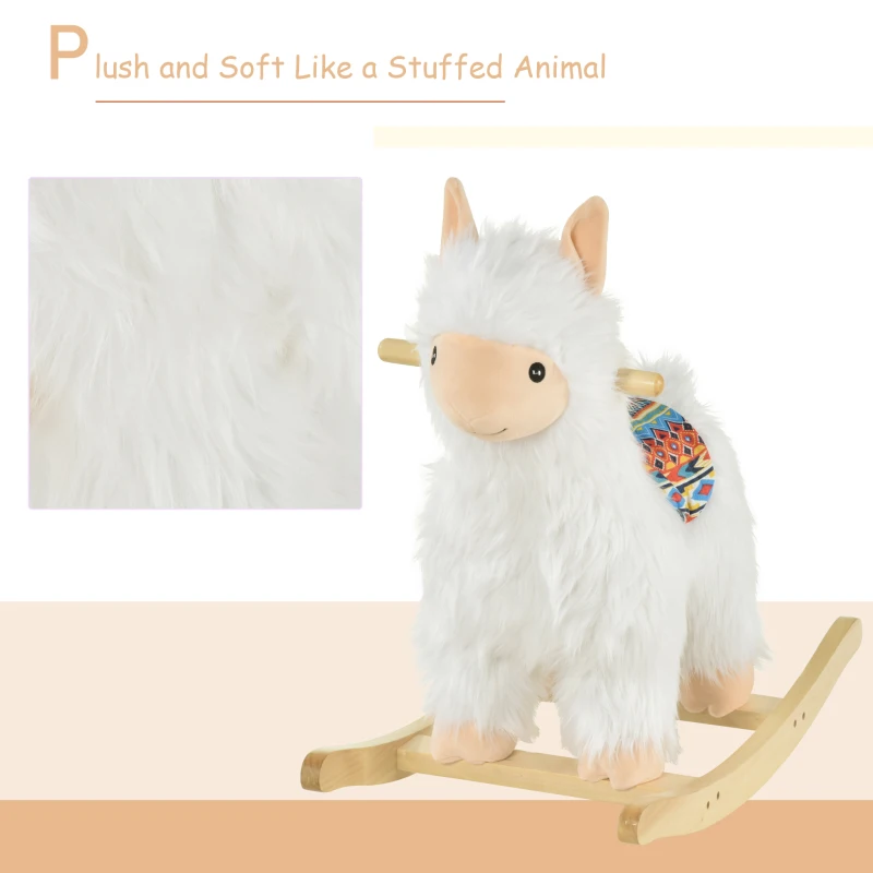 Qaba Kids Ride-On Rocking Horse Toy Llama Style Rocker Soft Plush Fabric for Children 3+ Years