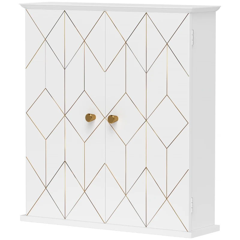 HOMCOM Bathroom Wall Cabinet, Medicine Cabinet, Storage Cabinet with 2 Doors, Adjustable Shelf, White