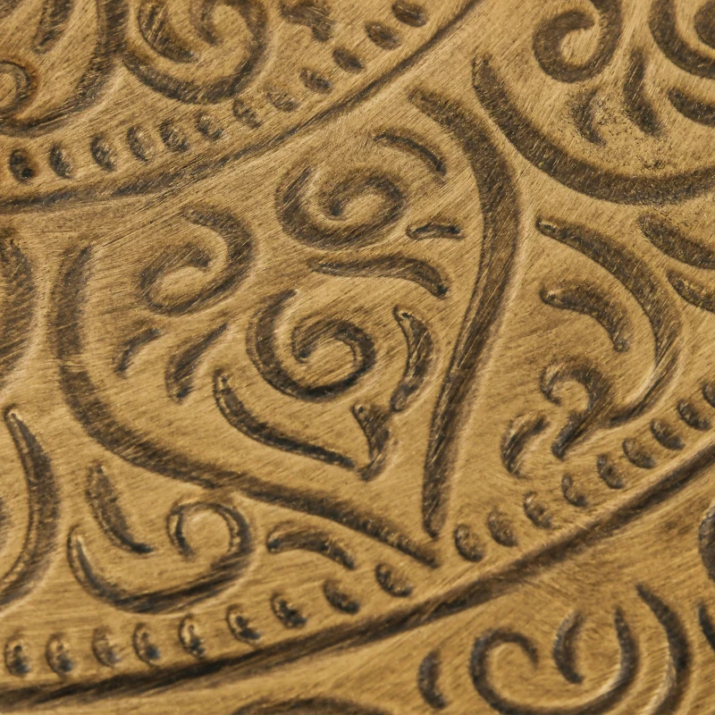 HOMCOM Coffee Table for Living Room, 24" Round Center Table with Hammered Tray Top and Metal Frame for Bedroom, Gold