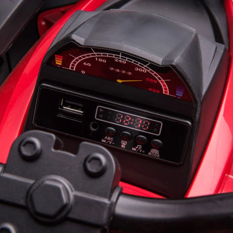 Aosom 12V 4 Wheeler Kids ATV with Music, Headlights for 37-60 Months Boys and Girls, Red