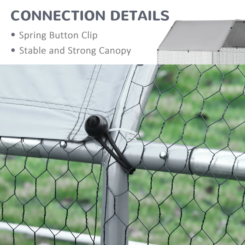 PawHut 18.7' Chicken Coop Galvanized Hen House Poultry Cage Outdoor Enclosure w/ UV-Protection Water-Resist Cover