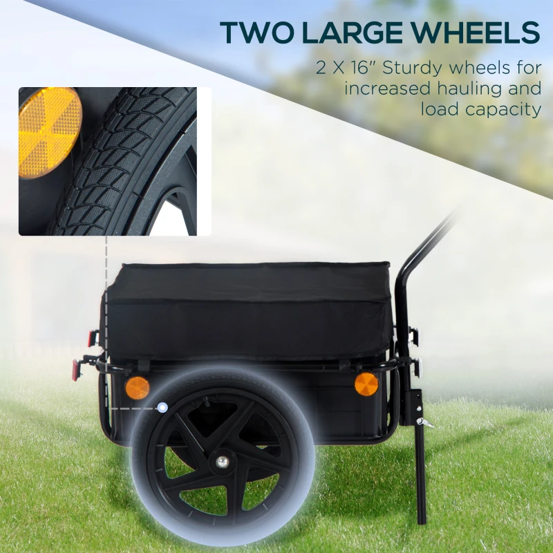 Aosom Bicycle Cargo Trailer with Removable Box and Waterproof Cover, Bike Wagon Trailer with Two 16in Wheels(m-6)