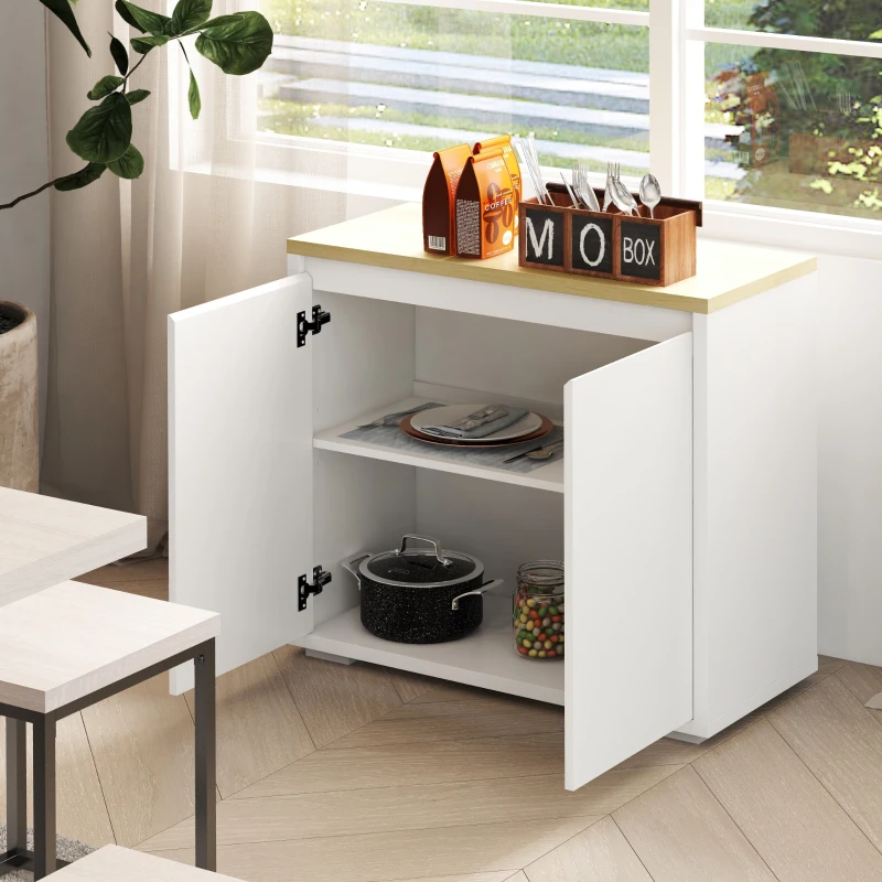 HOMCOM Sideboard Cabinet, Buffet Table with Double Doors and Adjustable Shelf for Living Room, Entryway, White