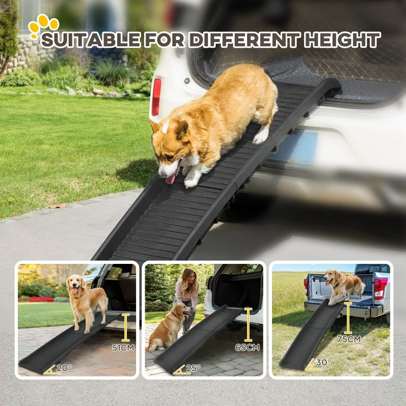 PawHut Pet Ramp for Dogs 61 Inch Long, Dog Ramps for Car, Truck, SUV, Foldable Portable