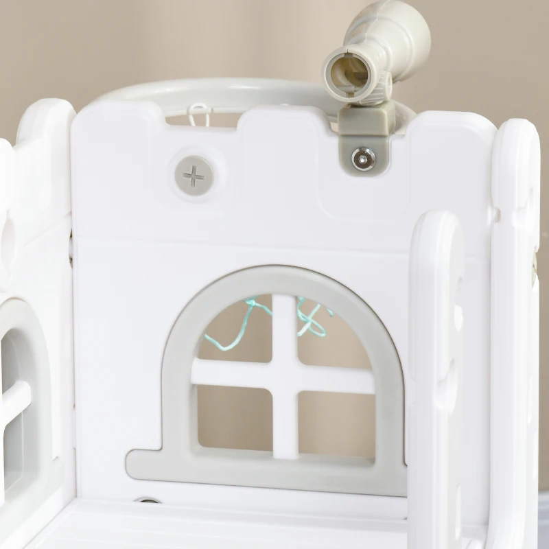 Qaba 5 in 1 Toddler Slide with Basketball Hoop, Climber, Telescope, Storage Basket, for 1-3 Years Kids Indoor Use, Grey