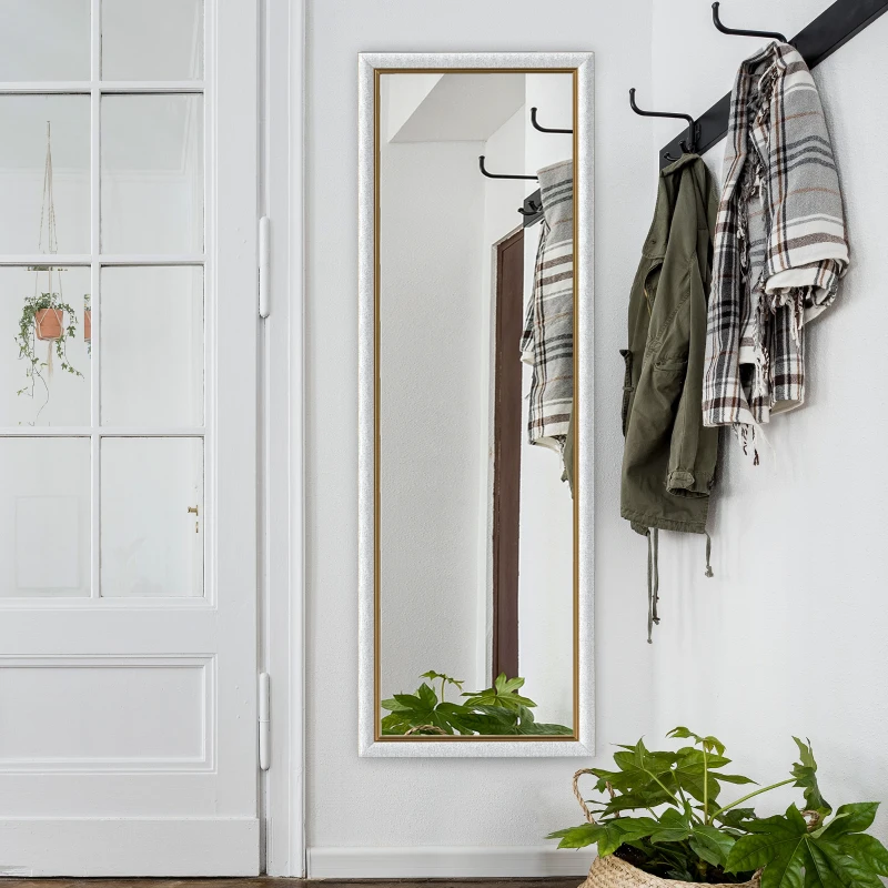 HOMCOM Floor Standing Mirror, Full Body Mirror, Free Standing, Leaning or Wall Mirror with Frame for Bedroom, Silver