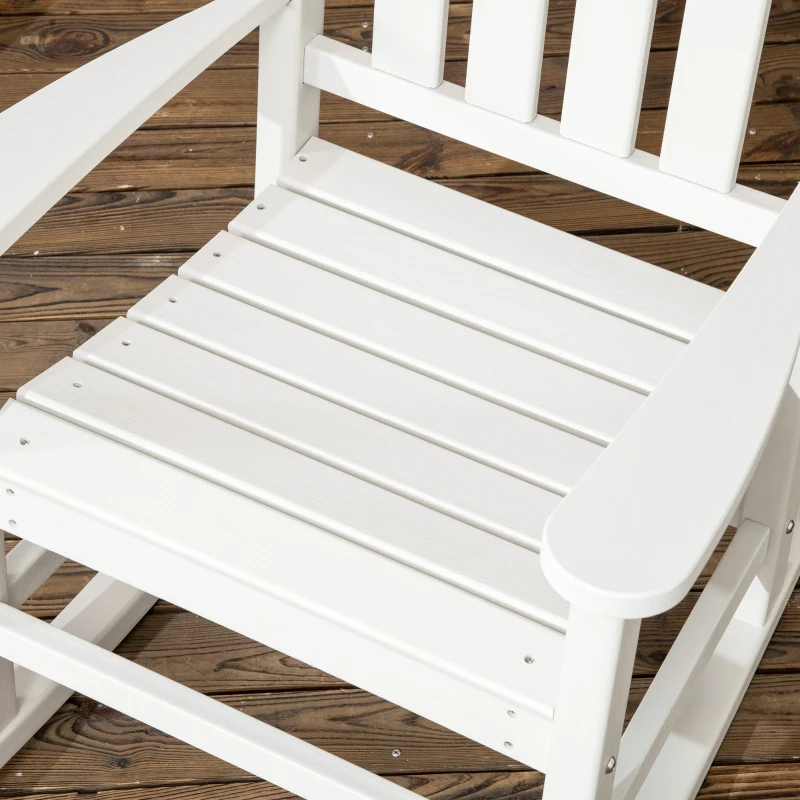 Outsunny 2PCs Outdoor Rocking Chair with Armrests, Fade-Resistant Waterproof HDPE for Indoor & Outdoor, White