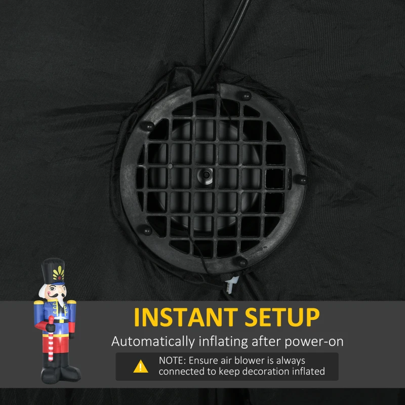 HOMCOM Christmas Outdoor Yard Colorful 8ft Blow Up Inflatable Walnut Soldier with Scepter Decoration with 3 LED for Indoor Outdoor House Party Display