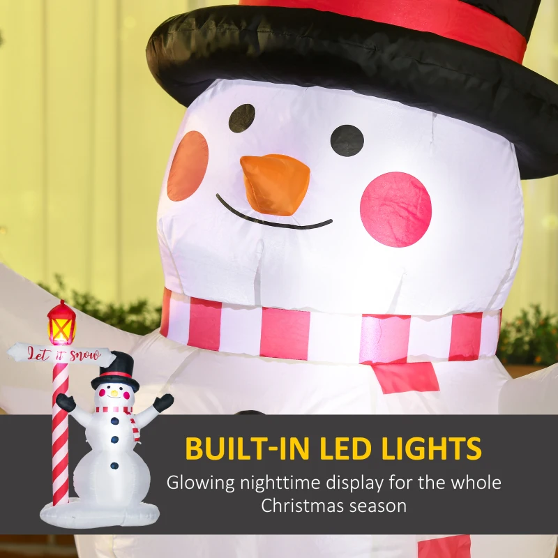 HOMCOM 7ft Christmas Inflatables Outdoor Decorationss Decorations Snowman with Street Light, Blow-Up LED Christmas Decor