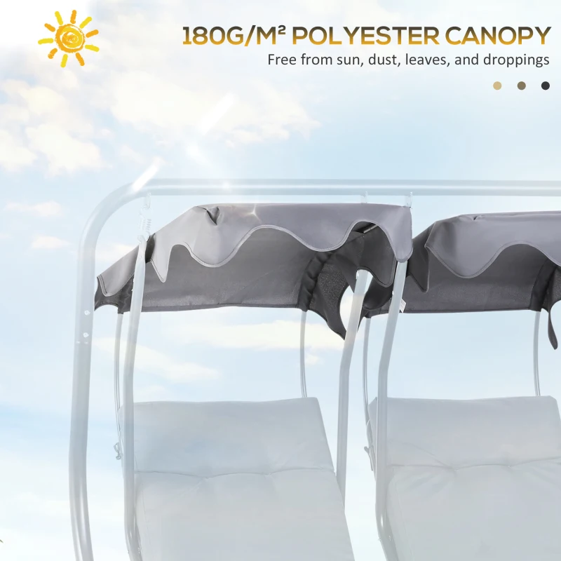 Outsunny 84A-052 Series 2-Seater Swing Canopy Replacement Top Cover, Gray