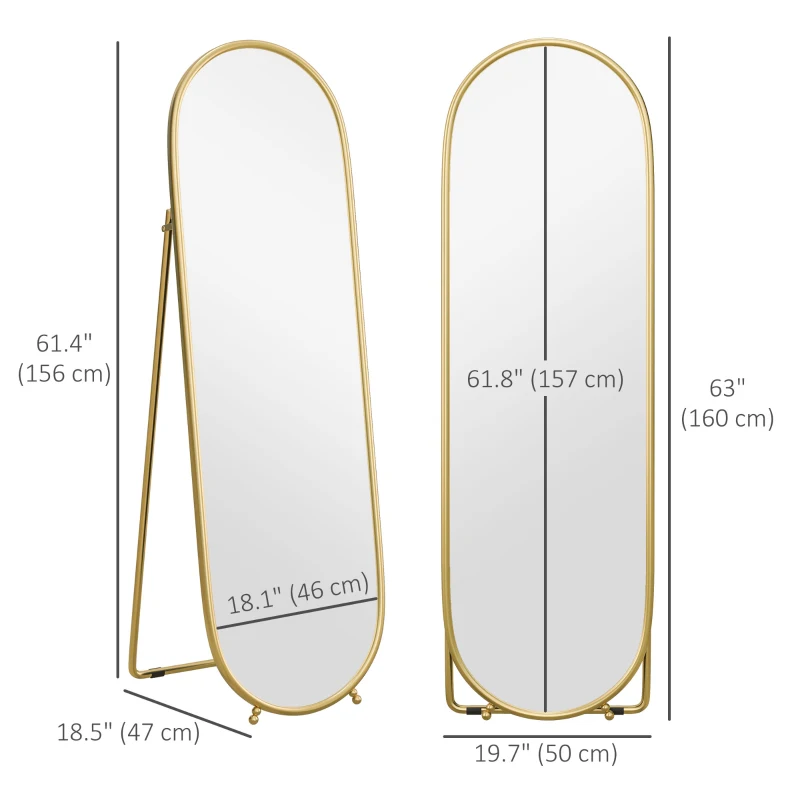 HOMCOM Full Length Mirror for Bedroom, Free Standing Dressing Mirror, Tall Mirror for Living Room, 20" x 63"