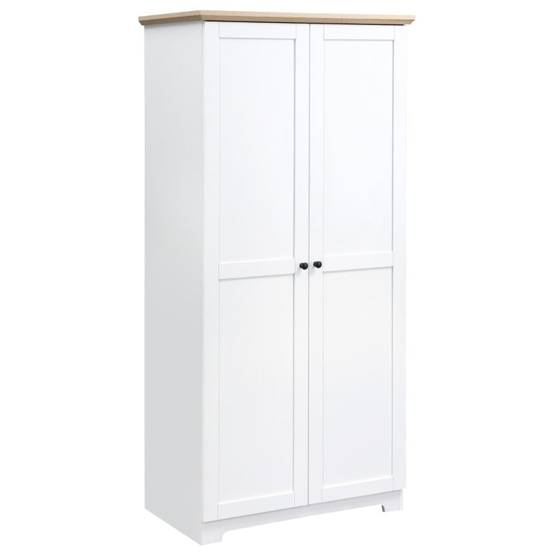 HOMCOM 68" Kitchen Pantry Cabinet, Freestanding Storage Cabinet, 2-Door Cupboard with 4-tier Shelving for Dining Room, White