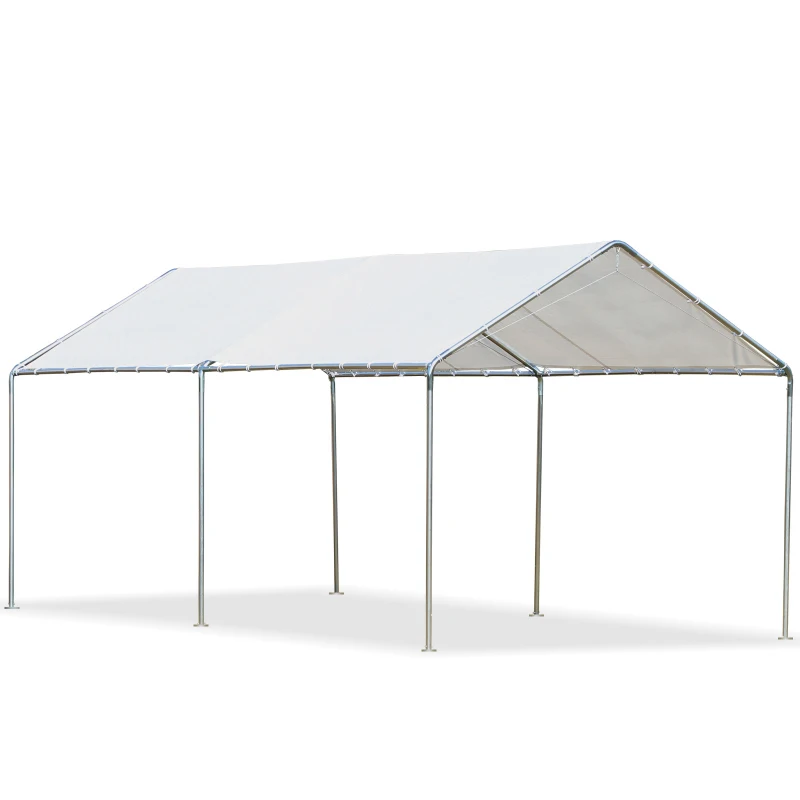Outsunny 9.6' x 19.5' Carport Heavy Duty Galvanized Car Canopy w/ Included Anchor Kit, 3 Reinforced Steel Cables, White