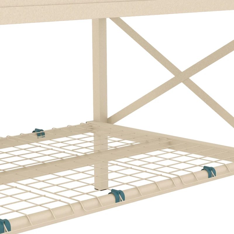 Outsunny Galvanized Raised Garden Bed, Metal Planter Box with Legs, Storage Shelf and Bed Liner, Cream
