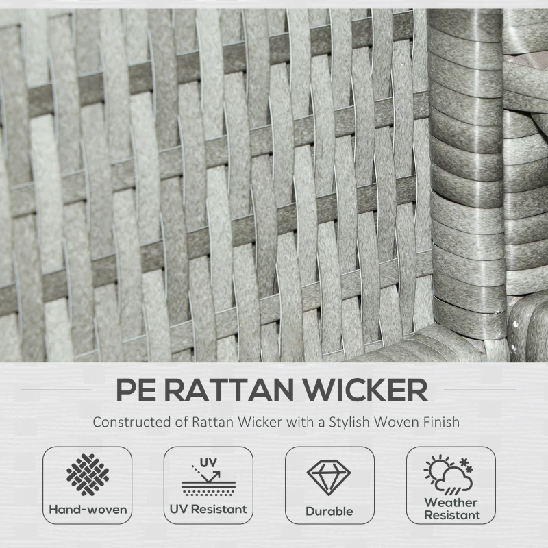 Outsunny 5-Piece Outdoor Sectional Furniture, Patio Sofa Set, PE Wicker Couch, Cushions, Pillows, Ottoman, Table, Light Gray