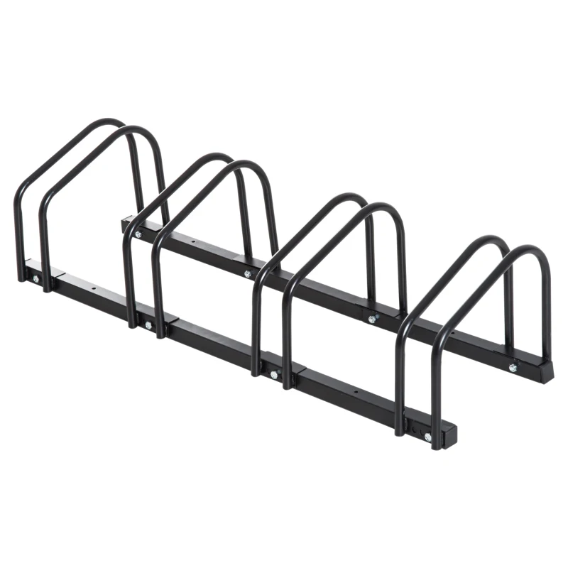 HOMCOM Bike Stand Parking Rack Floor or Wall Mount Bicycle Cycle Storage Locking Stand (4 Racks, Black)