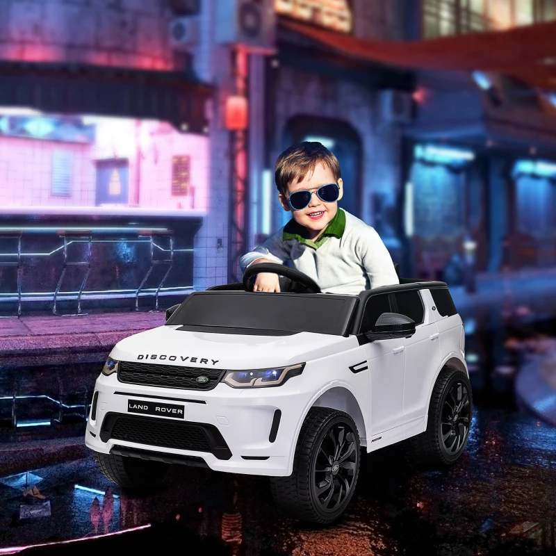 Qaba Land Rover Discovery Sport Licensed 12V Kids Ride on Car with Remote Control Soft Start, LED Lights, White