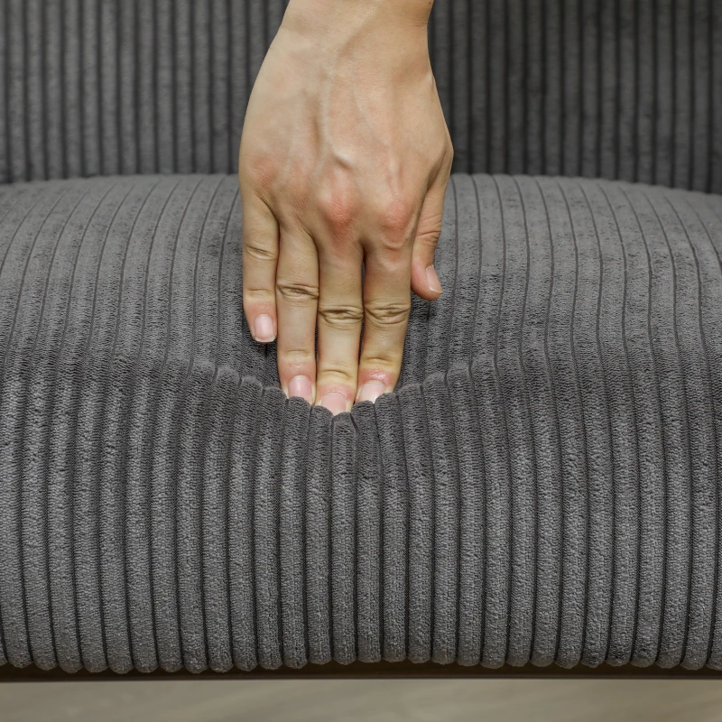 HOMCOM Corduroy Accent Chair Armchair with Wide Seat and Soft Padded Armrests for Reading, Bedroom, Dark Grey