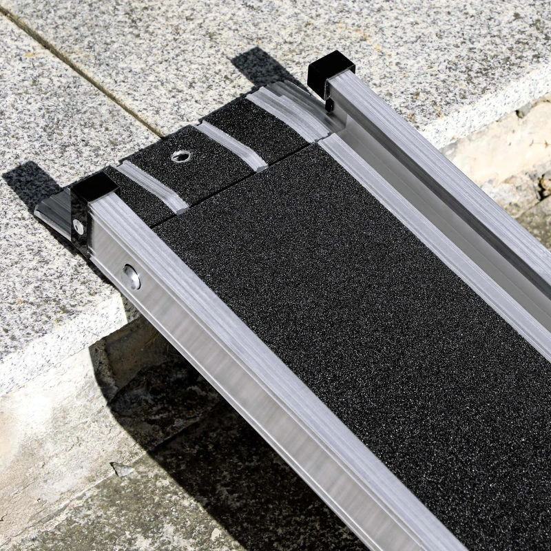 HOMCOM Telescopic Wheelchair Ramp, 8ft, 600 lbs, Aluminium Threshold Ramp, 2 Pack, for Home Steps, Mobility Scooters, Stairs