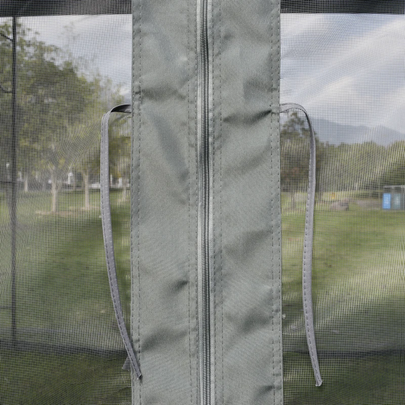 Outsunny 10' x 10' Steel Outdoor Patio Gazebo Canopy with Removable Mesh Curtains, Display Shelves, & Steel Frame, Grey