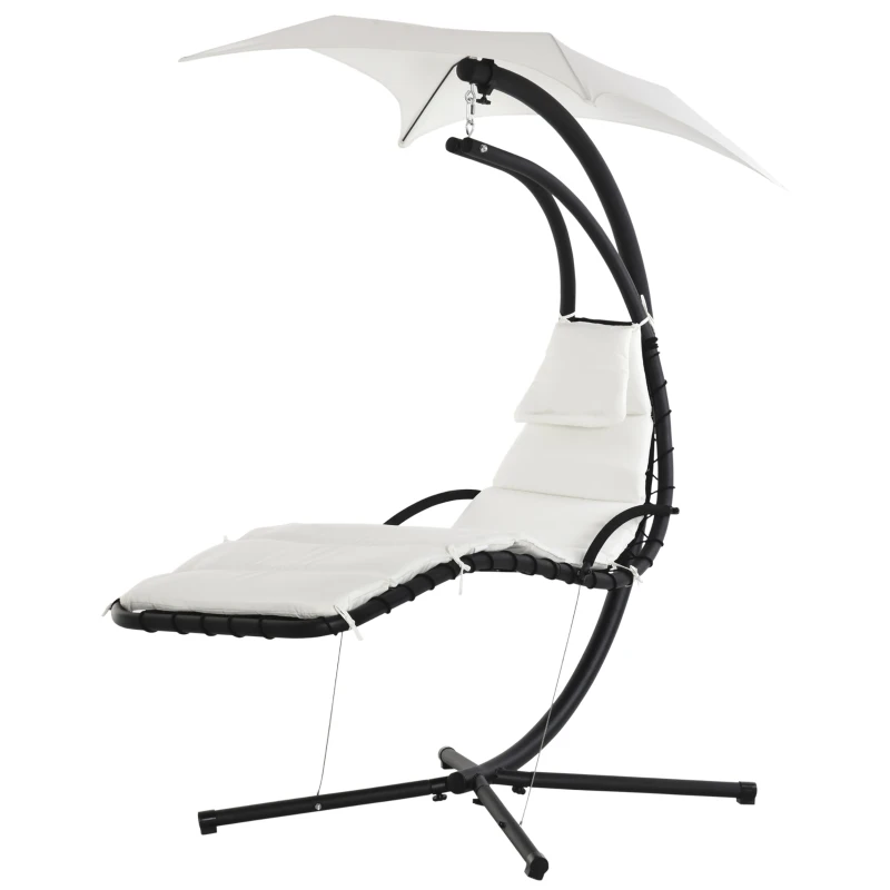 Outsunny Swing Chaise with Stand Floating Chaise Lounge Cream White
