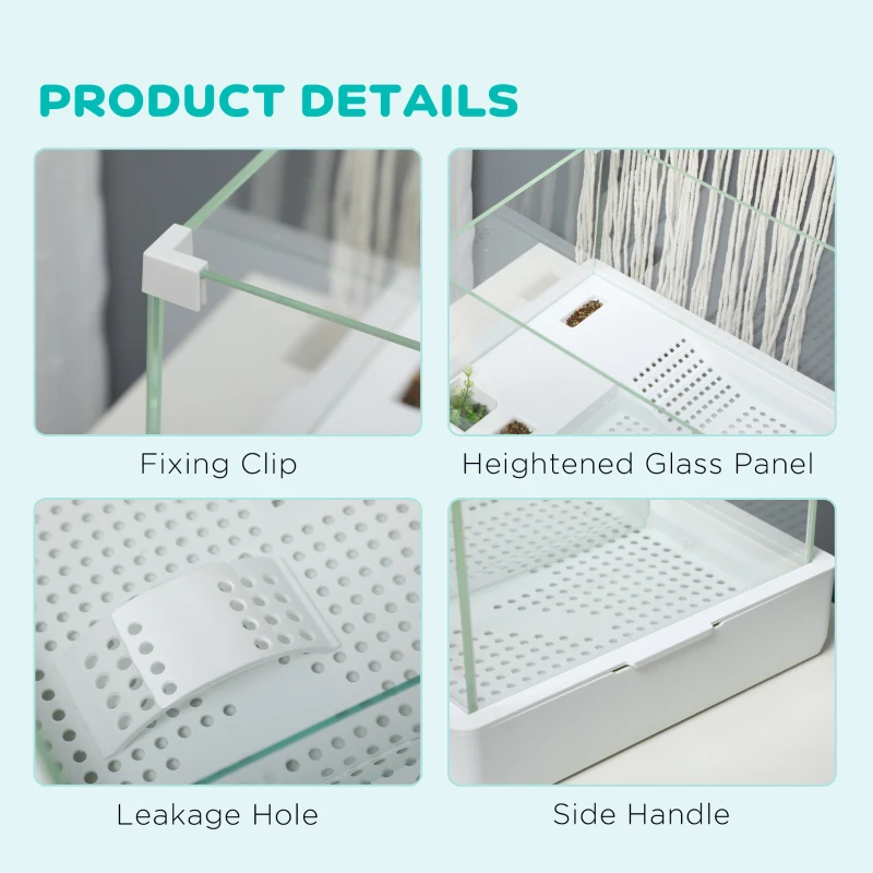 PawHut Glass Turtle Tank, Turtle Aquarium with Basking Platform and Filter Layer Design, Full View Visually Reptile Habitat, Easy to Clean and Change Water, Multi Functional Area