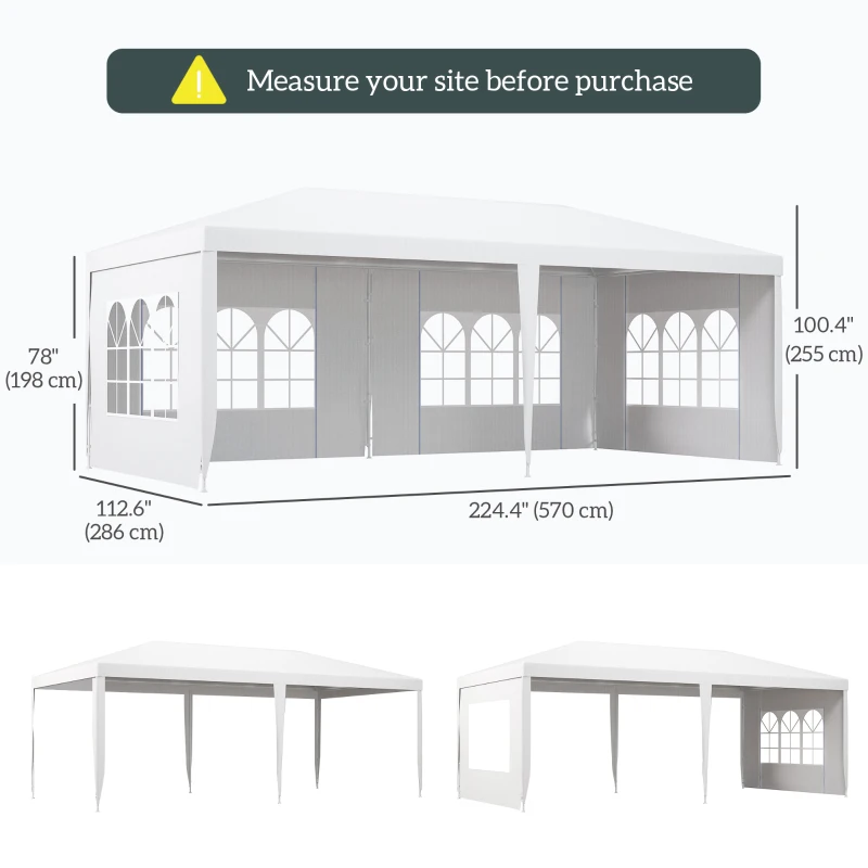 Outsunny 18.7' x 9.4' Party Tent, Portable Folding Wedding Tent, Garden Canopy Event Shelter, Outdoor Sunshade with 4 Removable Sidewalls, White