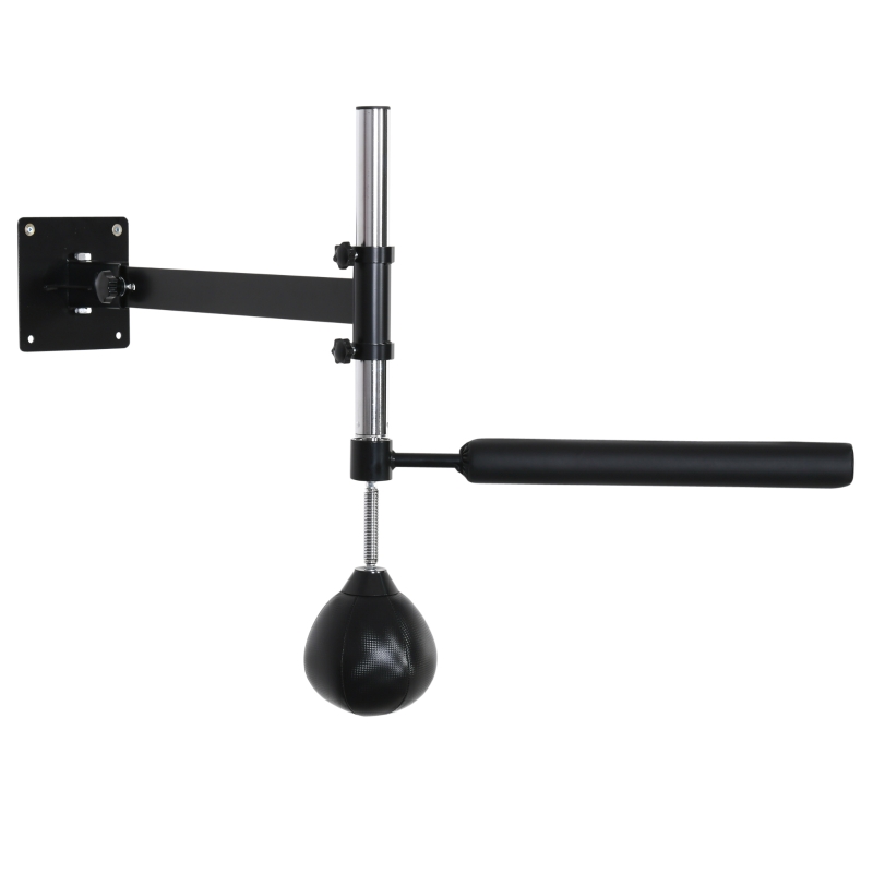 Soozier Wall Mount Reflex Boxing Trainer, 360° Rotating Rapid Boxing Bar with Punching Ball, Height Adjustable for Home Gym