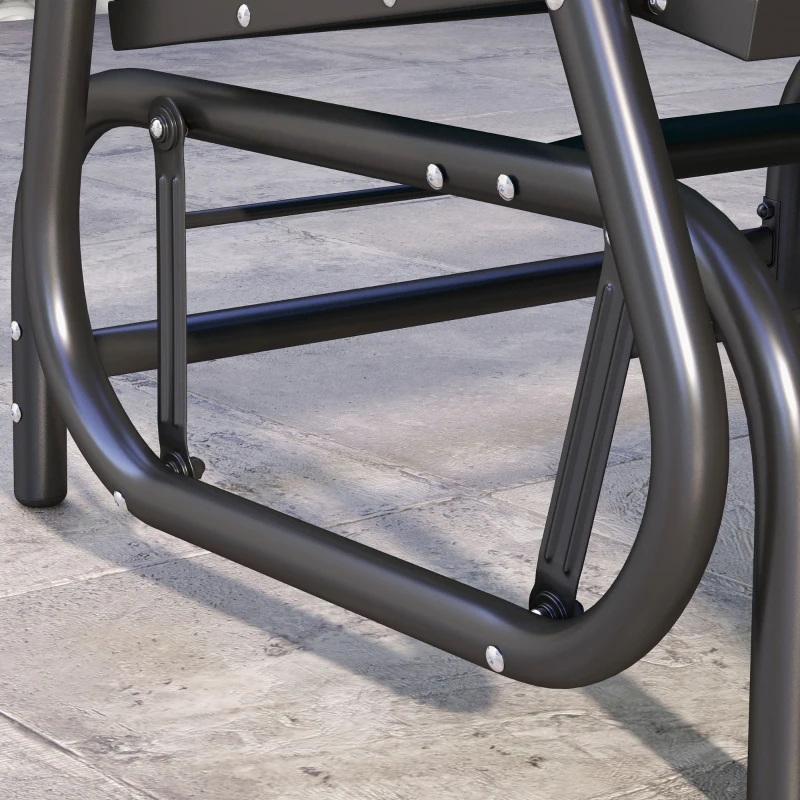 Outsunny Outdoor Glider Chair, Steel Swing Chai with Curved Armrests for Porch, Garden, Poolside, Balcony, Blue