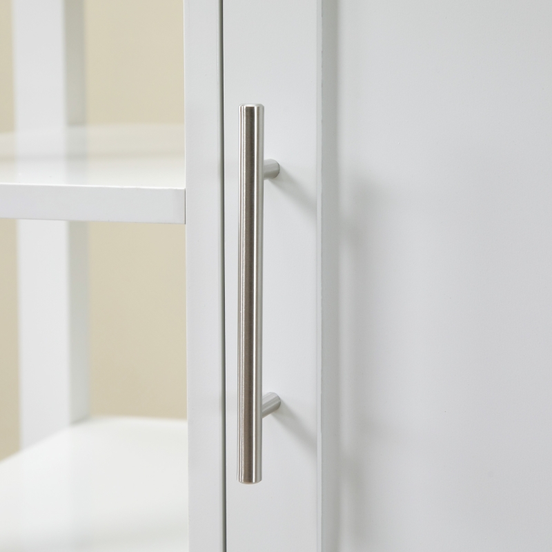 HOMCOM Kitchen Island Cart, Rolling Kitchen Island with Storage Shelf, Solid Wood Top, Drawer, for Dining Room, White