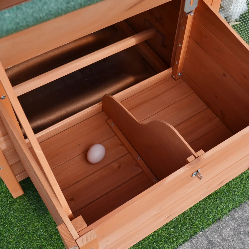 PawHut 88" Large Wooden Chicken Coop Outdoor Hen House Poultry Cage Pen Backyard with Run, Nesting Box, Waterproof Roof and Removable Tray, Natural