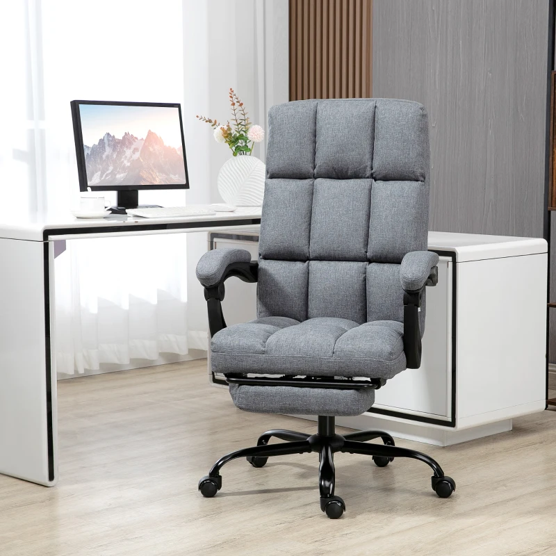 Vinsetto High-Back Vibration Massaging Office Chair, Reclining Office Chair with USB Port, Remote Control, Side Pocket and Footrest, Dark Grey