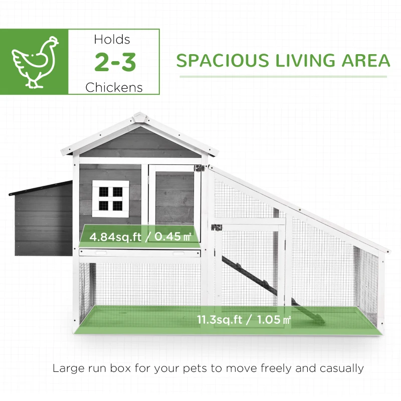 PawHut Deluxe Chicken Coop Small Animal Habitat Hen House with Outdoor Run Resting Nesting Box Removable Tray Waterproof Asphalt Roof Lockable Door