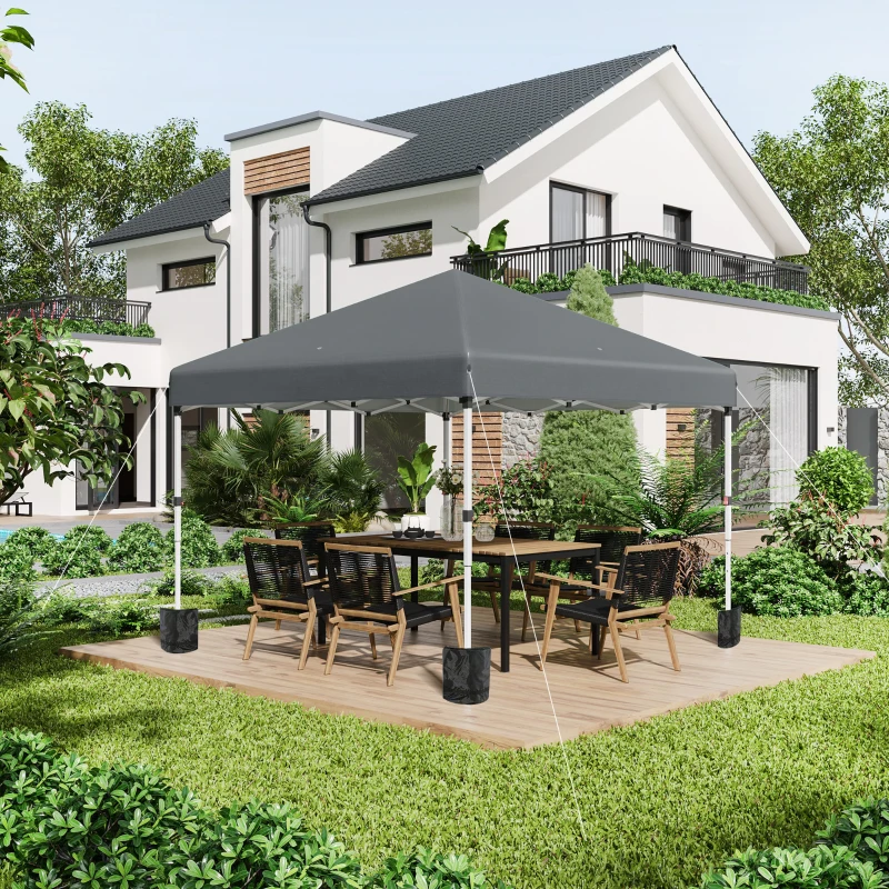 Outsunny 10' x 10' Pop Up Canopy with Sidewalls, Roller Bag, Height Adjustable Instant Tent for Outdoor, Garden, Patio, Dark Grey